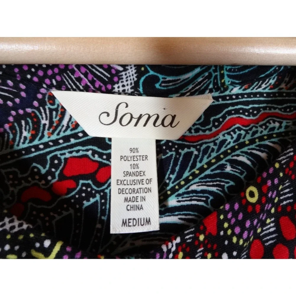 Soma Maxi Dress Womens Medium Multi Paisley Boho Sleeveless Stretch Casual Beach